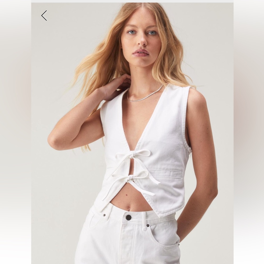 Nasty Gal white denim tie top.
